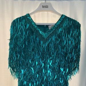 Emerald green sequin cocktail dress